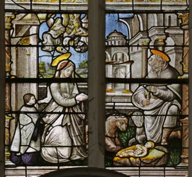 Raam met afbeelding van de Geboorte van Christus